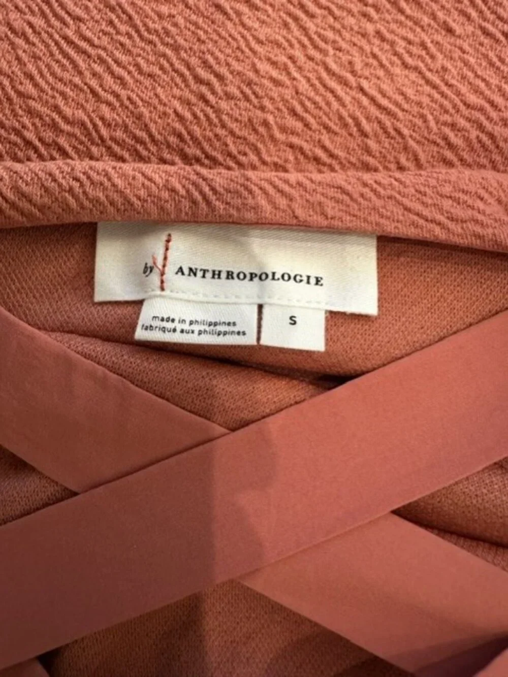 Anthropologie Textured Puff Sleeve Crisscross Back Top – Dusty Rose – Size Small